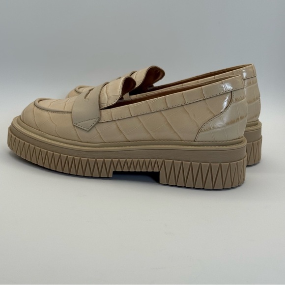 SCHUTZ Viola Croc Embossed Leather Chunky Slip On Loafers Size 8B - Picture 6 of 17